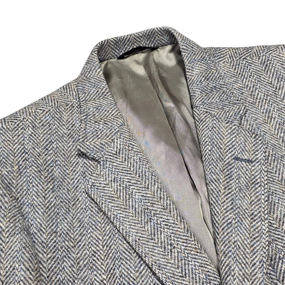 Harris Tweed Blazer Herringbone Wool Sport Coat Handwoven Scottish Mens 41R READ